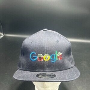 New Era 9FIFTY Snapback Adjustable Hat Google Embroidered Logo Navy Flat Brim